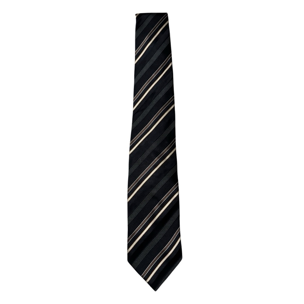 BOSS HUGO BOSS Black Striped Silk Tie Made In Italy 59"/3" - Picture 2 of 9